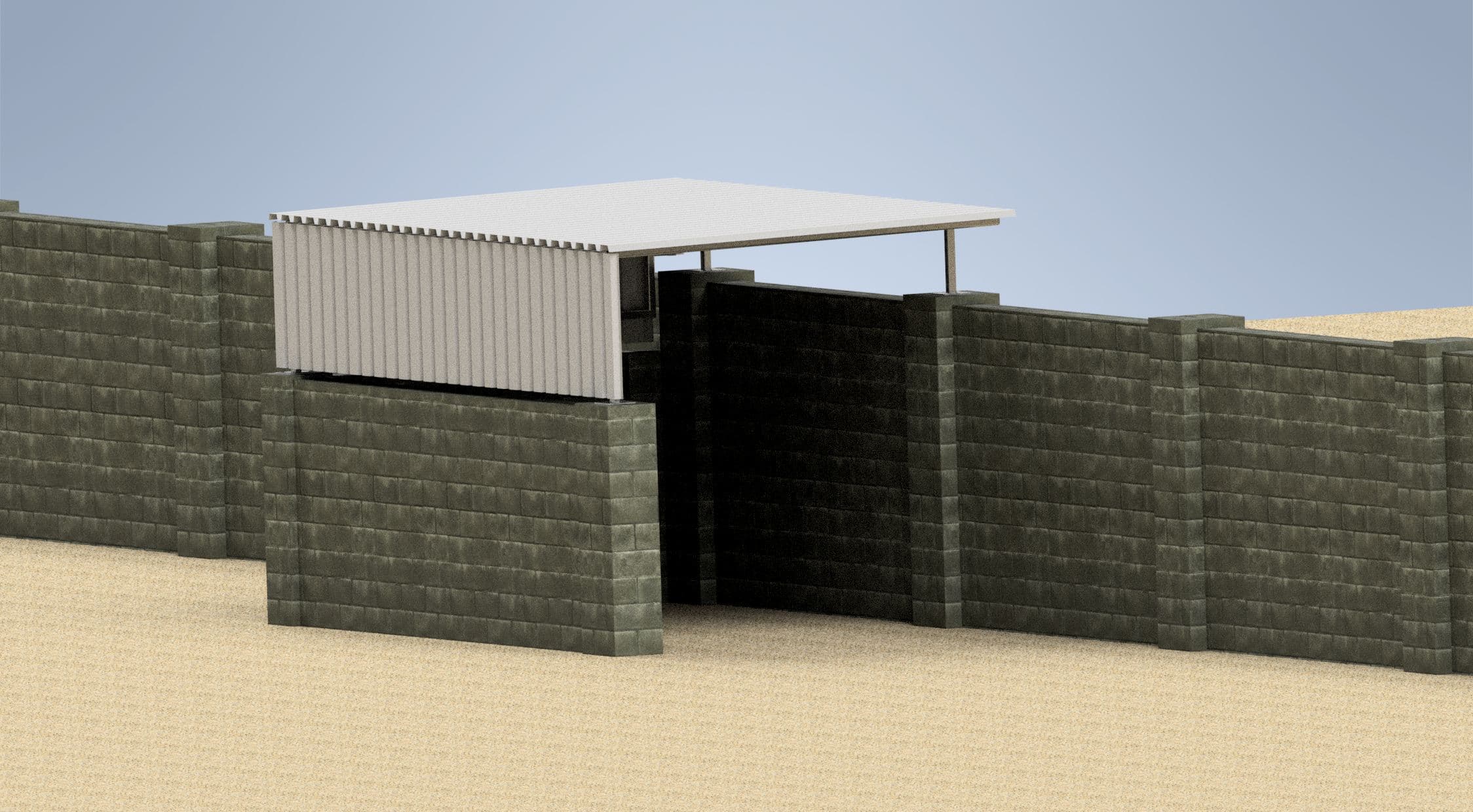 Covered Patio — Masonry Wall Render